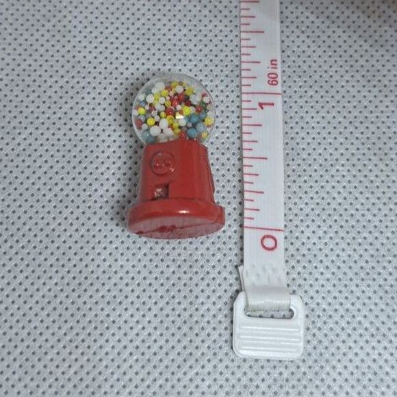 Miniature Red Bubblegum Machine – Dollhouse Accessory w/ Colorful "Candy" Beads - Picture 4 of 4